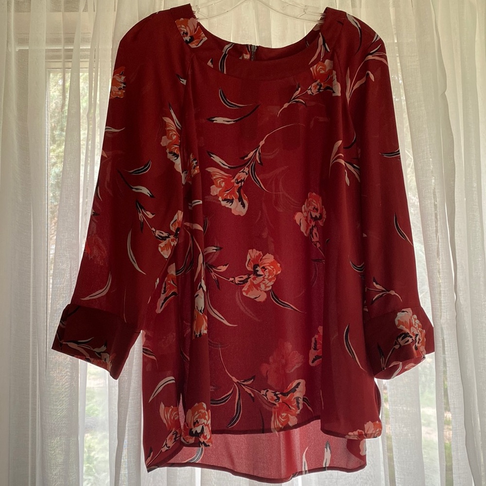 Floral print long sleeve blouse